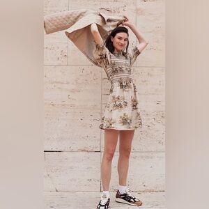 Hill House Vivi nap mini dress in multi equestrian toile stretch crepe